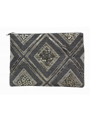 Silver embellished clutch